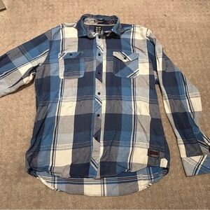 Billabong Blue and White Plaid Casual flannel Shirt